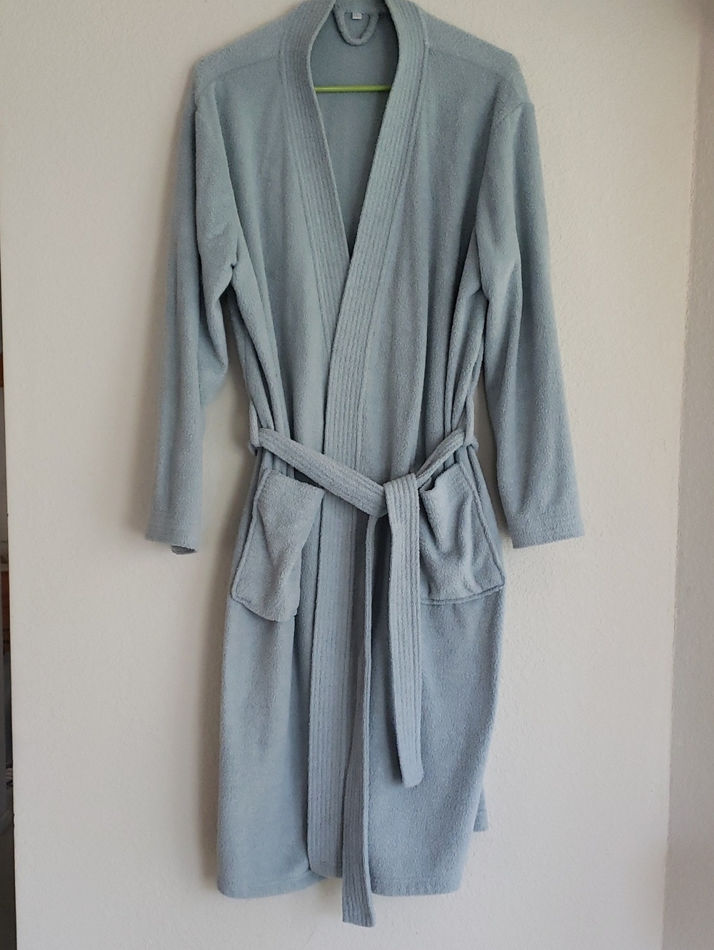 Light Blue Womens Robe Coat - Soft Terry Shawl Collar